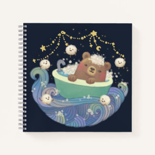 Teddybär im Badewannenboot mit flauschigen Monster Notizbuch