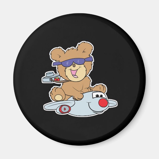 Teddybär im Flugzeug Magnet (Vorne)