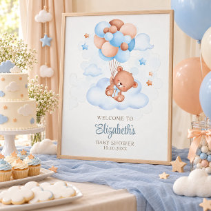 Teddybär im Himmel Baby Shower Poster