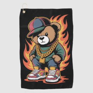 Teddybär im Hip-Hop-Stil mit goldenen Ketten Golfhandtuch