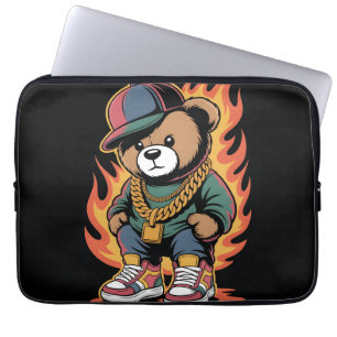 Teddybär im Hip-Hop-Stil mit goldenen Ketten Laptopschutzhülle