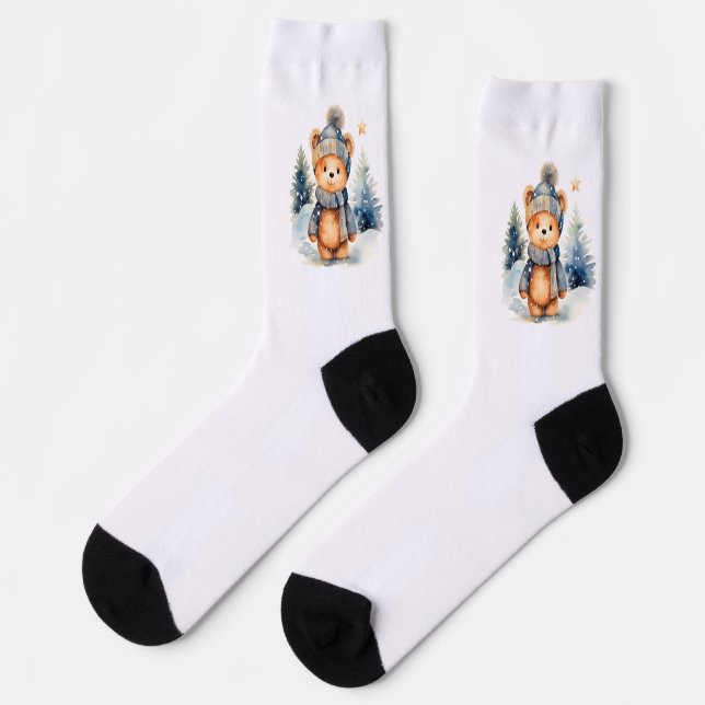 Teddybär im Wald Socken (Linkes Detail)