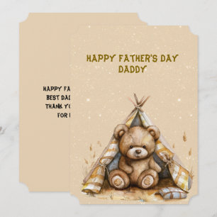 Teddybär in einem Zelt Vatertag Mitteilungskarte