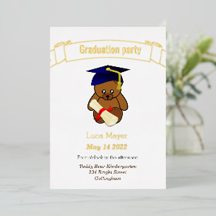 Teddybär in Graduierungskappe Foil Invitation Folieneinladung