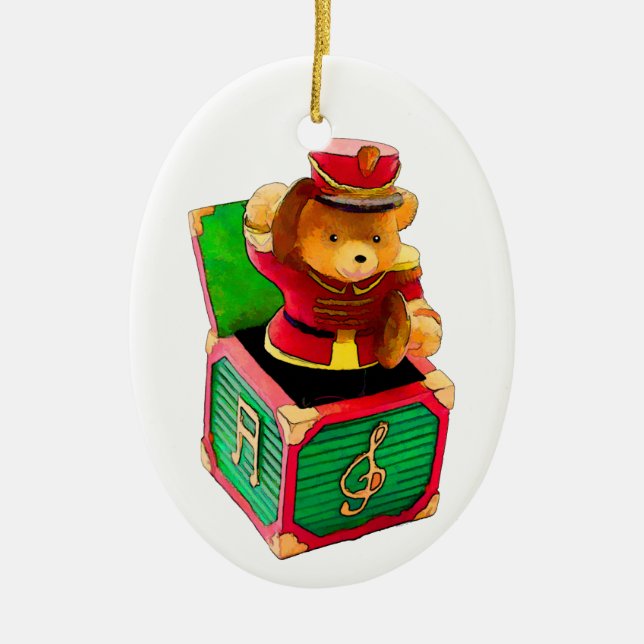 Teddybär Jack in the Box Keramikornament (Vorne)