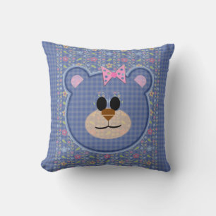 Teddybär, Karos und Blumenmuster Kissen