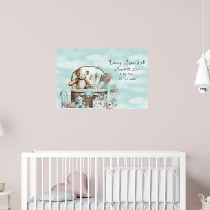 Teddybär Korb voller Spielzeuge für Babyjungen Poster