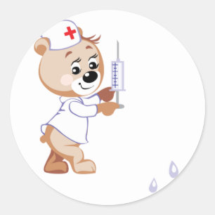 Teddybär-Krankenschwester-Aufkleber Runder Aufkleber