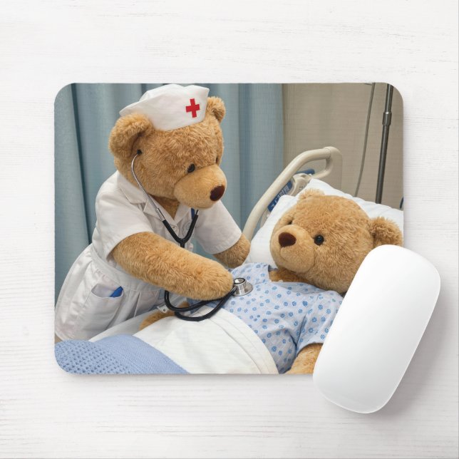 Teddybär-Krankenschwester mit Stethoskop  Mousepad (Mit Mouse)