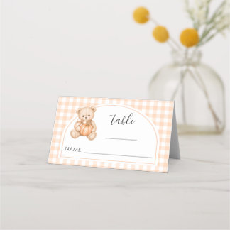 Teddybär-Kürbis-Baby-Shower-Platzkarten-Zelte Platzkarte
