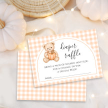 Teddybär Kürbis Baby Shower Windel-Raffelkarte