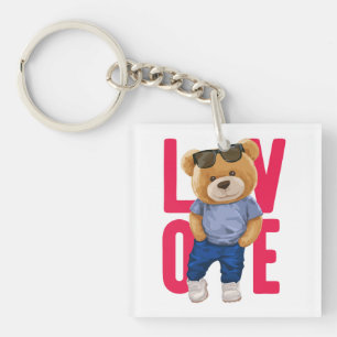 Teddybär Liebesdesign zum Valentinstag Schlüsselanhänger
