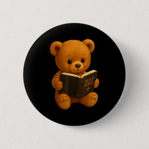 Teddybär liest eine Bibel Christliche religiöse Ch Button