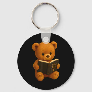 Teddybär liest eine Bibel Christliche religiöse Ch Schlüsselanhänger