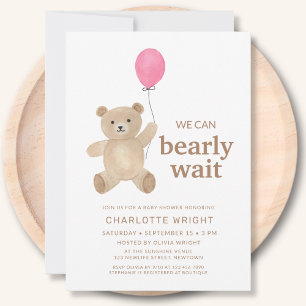 Teddybär-Mädchen-Baby-Party Einladung