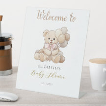 Teddybär mit Ballons Baby Shower Willkommen