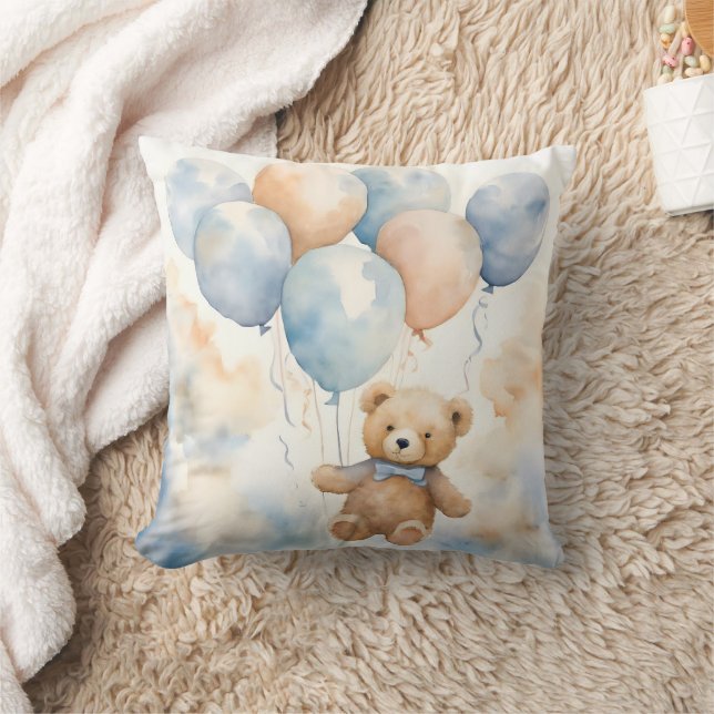 Teddybär mit Balloons Wasserfarbe Kissen (Decke)