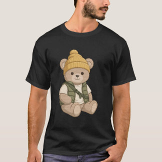 Teddybär mit Beanie — Süße Streetwear-Bären-Kunst T-Shirt