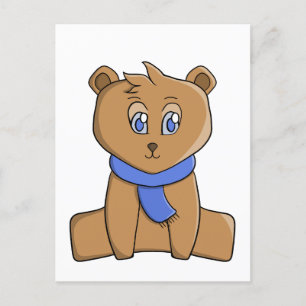 Teddybär mit blauem Schal Postkarte