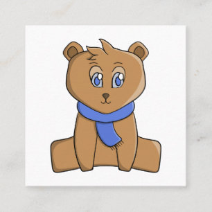 Teddybär mit blauem Schal Quadratische Visitenkarte