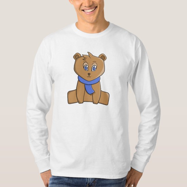 Teddybär mit blauem Schal T-Shirt (Vorderseite)