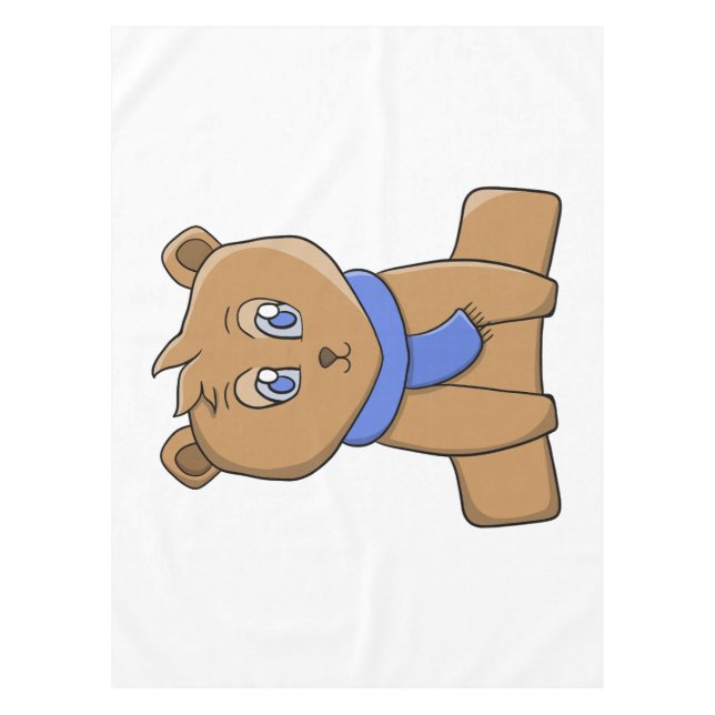 Teddybär mit blauem Schal Tischdecke (Vorderseite)