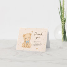 Teddybär mit blauem Schleifchen Baby Shower Dankes