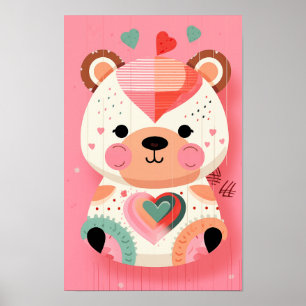 Teddybär mit Herz-Kinderzimmer-Poster Poster