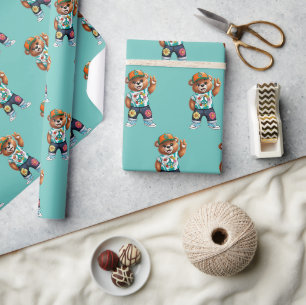 Teddybär mit lässiger friedlicher Ausstattung 1 Geschenkpapier