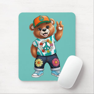 Teddybär mit lässiger friedlicher Ausstattung 1 Mousepad