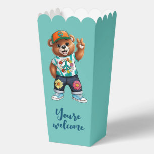 Teddybär mit lässiger friedlicher Kleidung 1 Geschenkschachtel