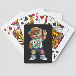 Teddybär mit lässiger friedlicher Kleidung 1 Spielkarten