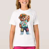 Teddybär mit lässiger friedlicher Kleidung 1