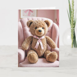 Teddybär mit rosa Bow Karte