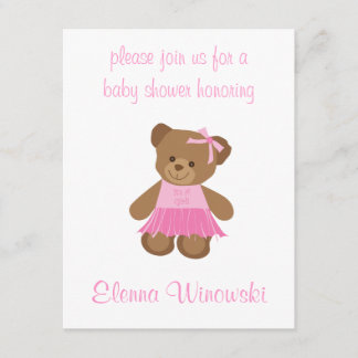 Teddybär mit rosa einladung