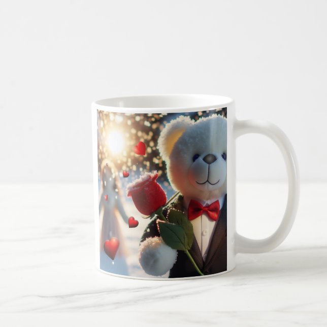 Teddybär mit Rose zum verlieben Kaffeetasse (Rechts)