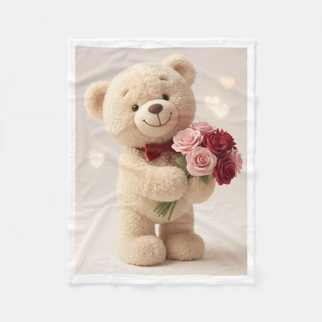 Teddybär mit Rosen Decke (Vorderseite)