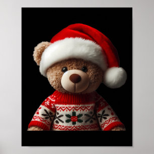 Teddybär mit Santa-Hut Weihnachten Xmas Liebhaber Poster