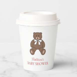Teddybär mit Schleife und rotem Text Namen Baby-Pa Pappbecher