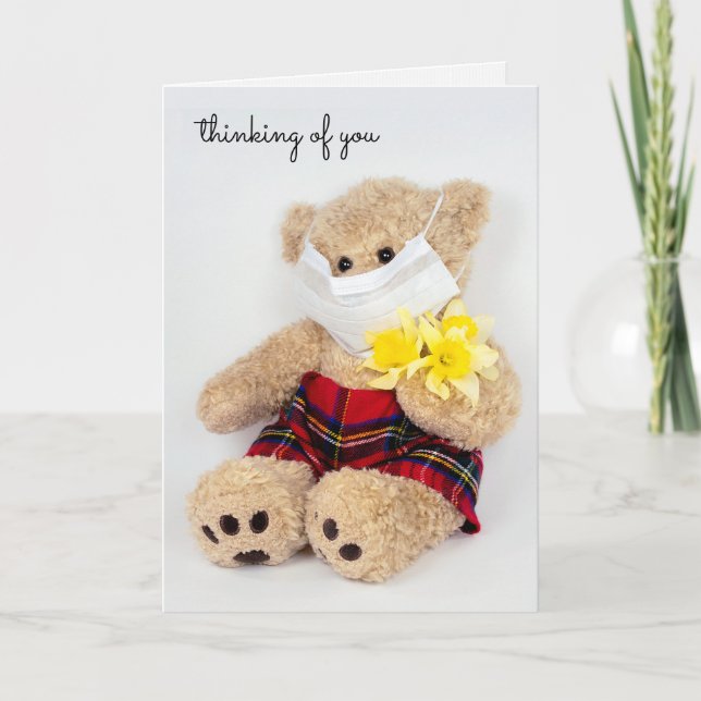 Teddybär mit steriler Maske und Schnauze Karte (Vorderseite)