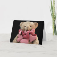 Teddybär mit Stoffherzen Grußkarte