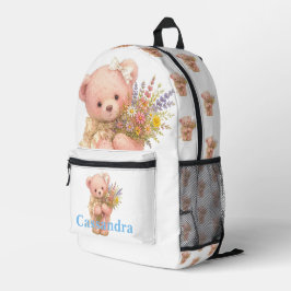 Teddybär mit Wildblumen und eigenem Namen Bedruckter Rucksack