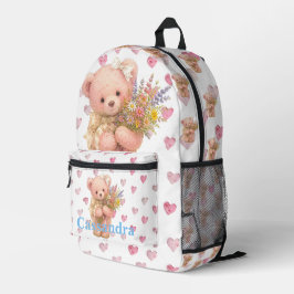 Teddybär mit Wildblumen und eigenem Namen Bedruckter Rucksack