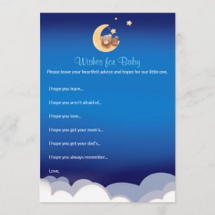 Teddybär Mond Baby Shower Wünsche für Baby Mitteilungskarte