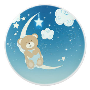 Teddybär Mond & Sterne Süße Himmelskinderzimmer Keramikknauf