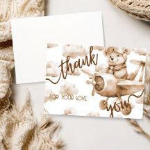 TEDDYBÄR NEUTRALE BABYPARTY DANKE-KARTE