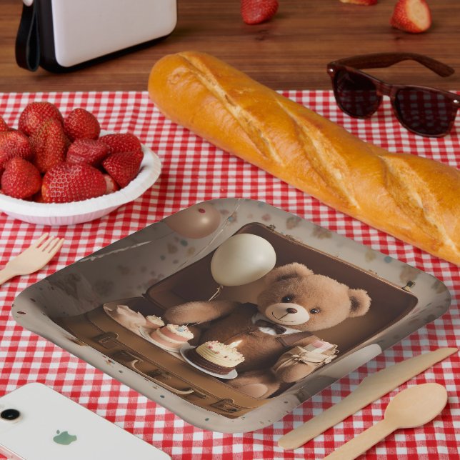 Teddybär Pappteller (Picknick)