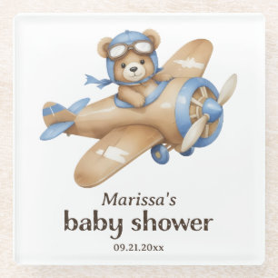 Teddybär-Pilot-Baby- Boy-Shower Glasuntersetzer