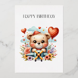 Teddybär-Pilot-Birthday Folieneinladung