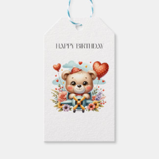 Teddybär-Pilot-Geburtstag Geschenkanhänger